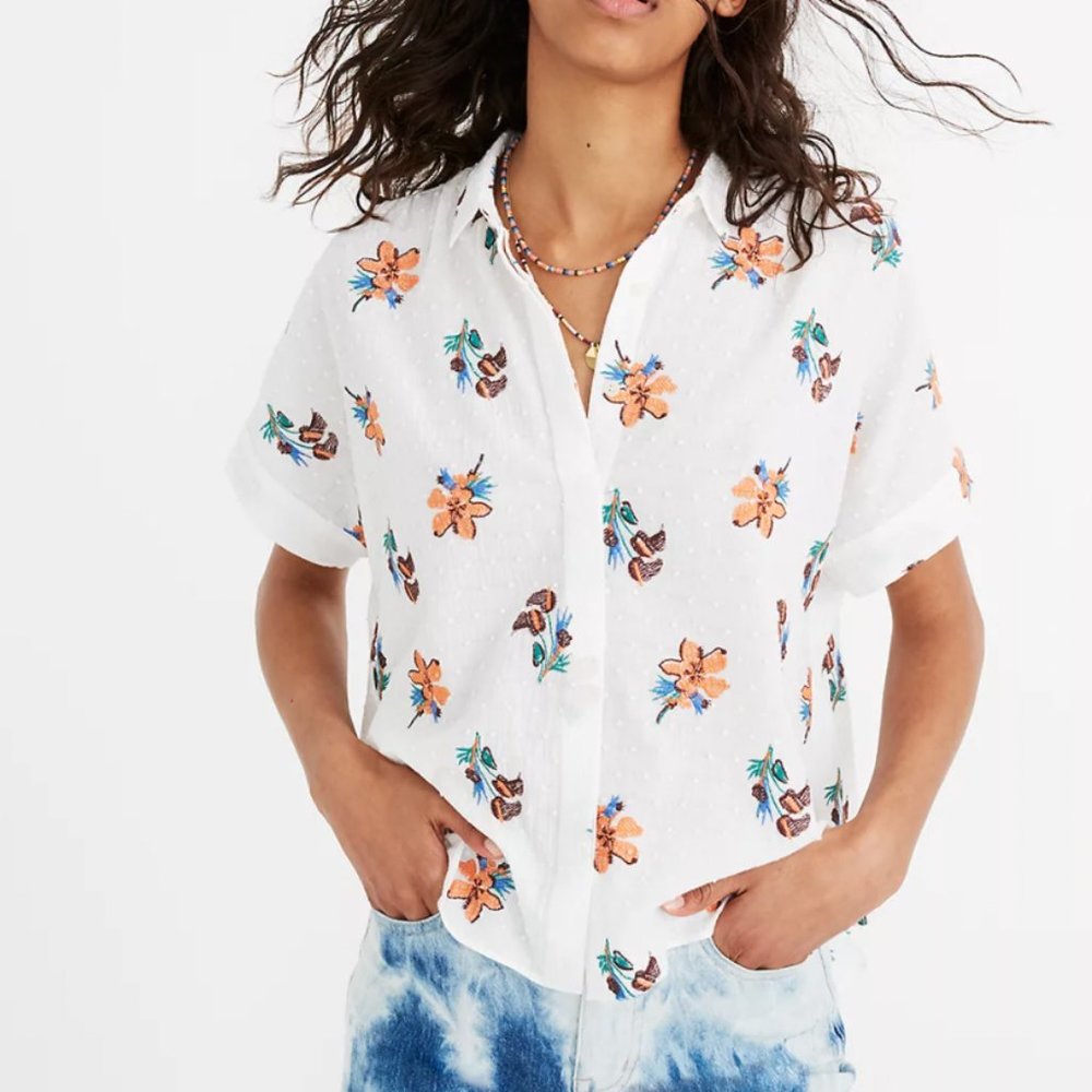Madewell Embroidered Button Down - Hilltop Shirt in Hawaiian Hideaway